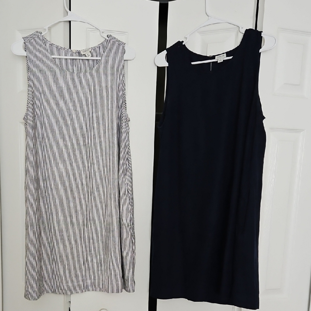 J.Crew Navy Sleeveless Shift Dress & Black-and-White Striped Sleeveless Dress